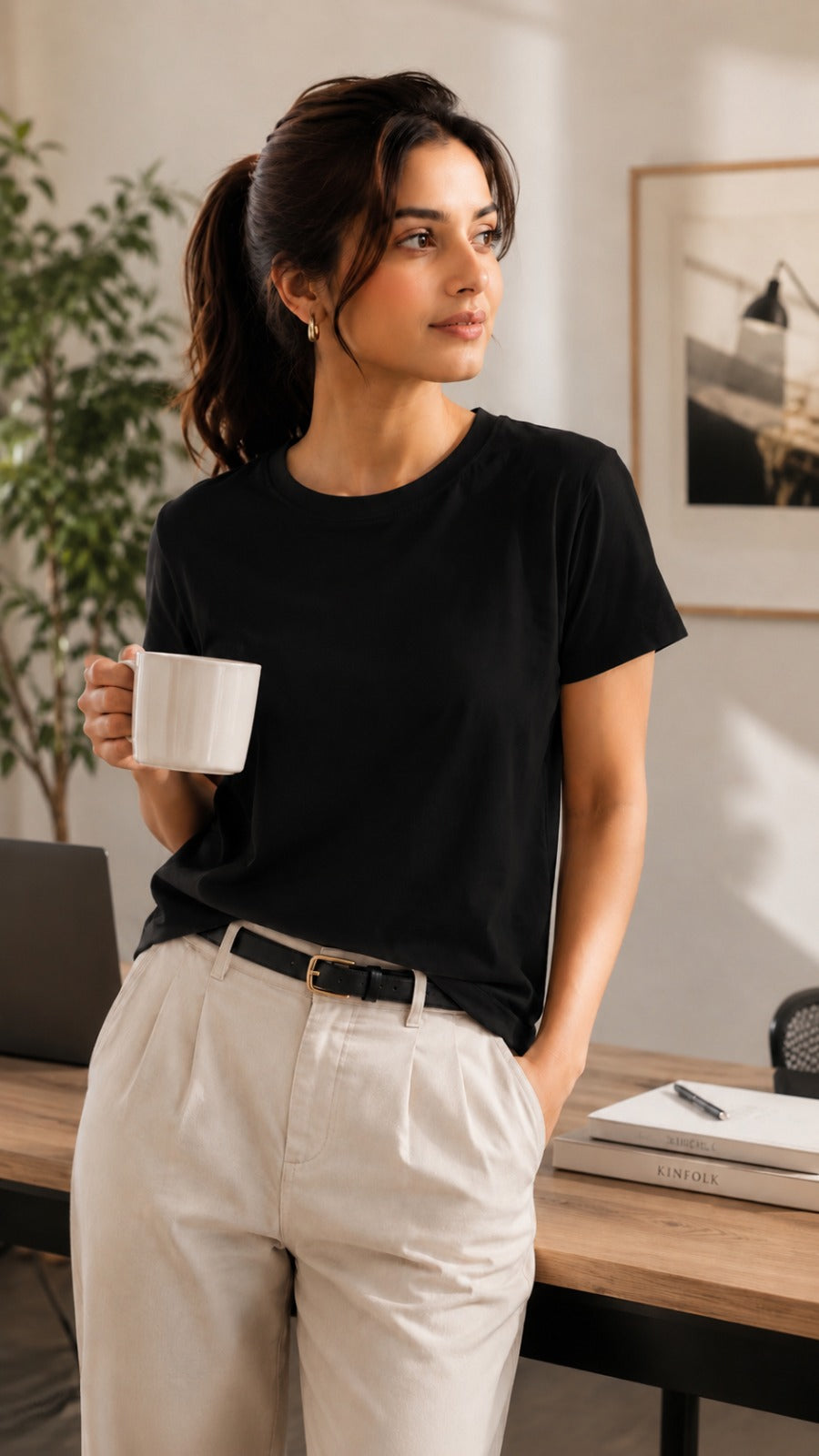 Womens Tshirt Crew Neck with Half sleeves