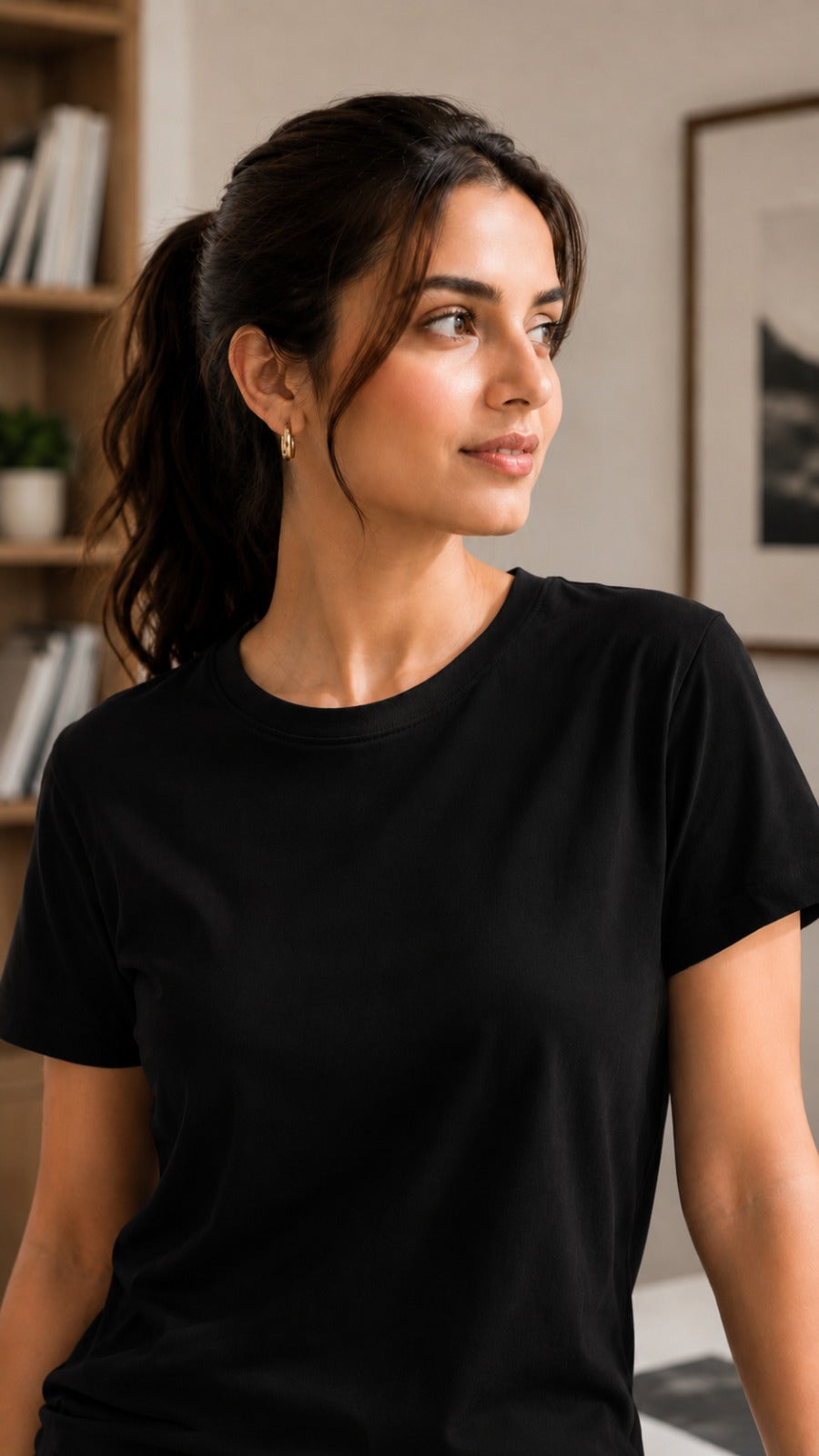 Womens Tshirt Crew Neck with Half sleeves