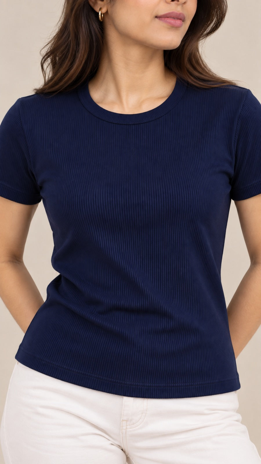 Womens Derby Rib Crew - Navy
